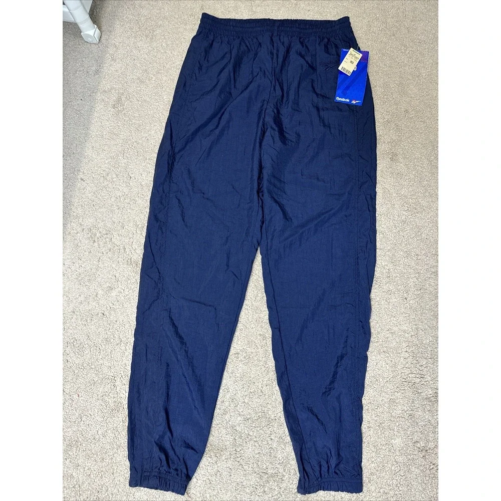 Vintage Reebok Pants Mens Medium Blue Windbreaker Track Soccer 90s Deadstock